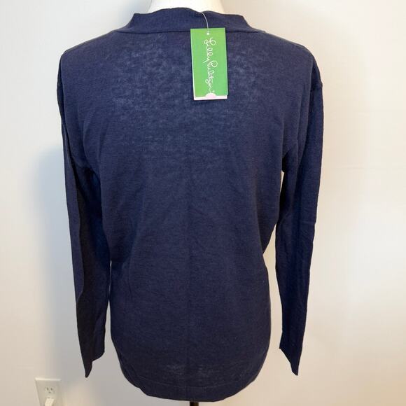 Lilly Pulitzer V Neck Blaine Tunic Sweater In True Navy Size Small New - Picture 8 of 13